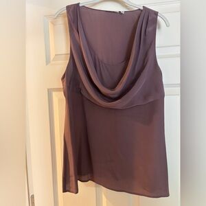 Halogen L 100% Silk Cowl Neck Sleeveless Top